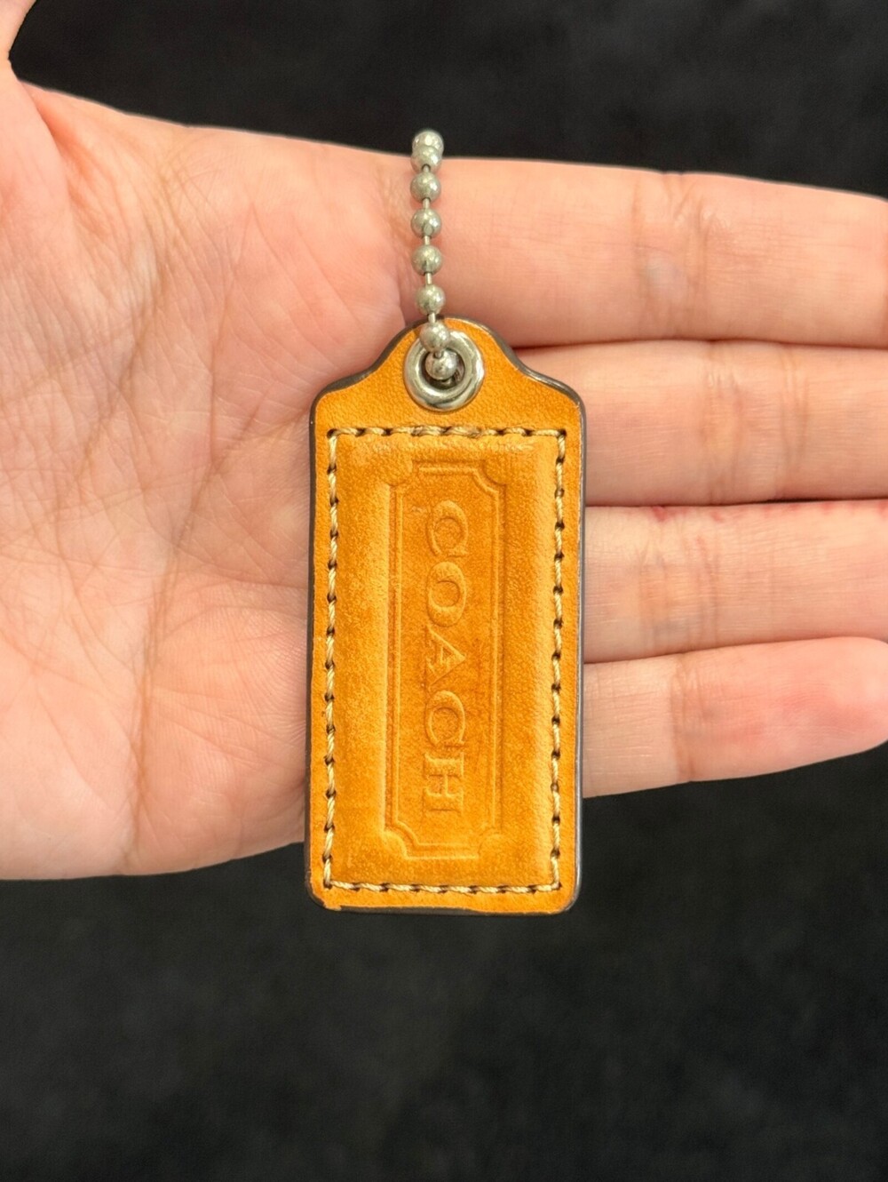 2.25" Y2K Coach Leather Key Fob Keychain Hang Tag Hangtag